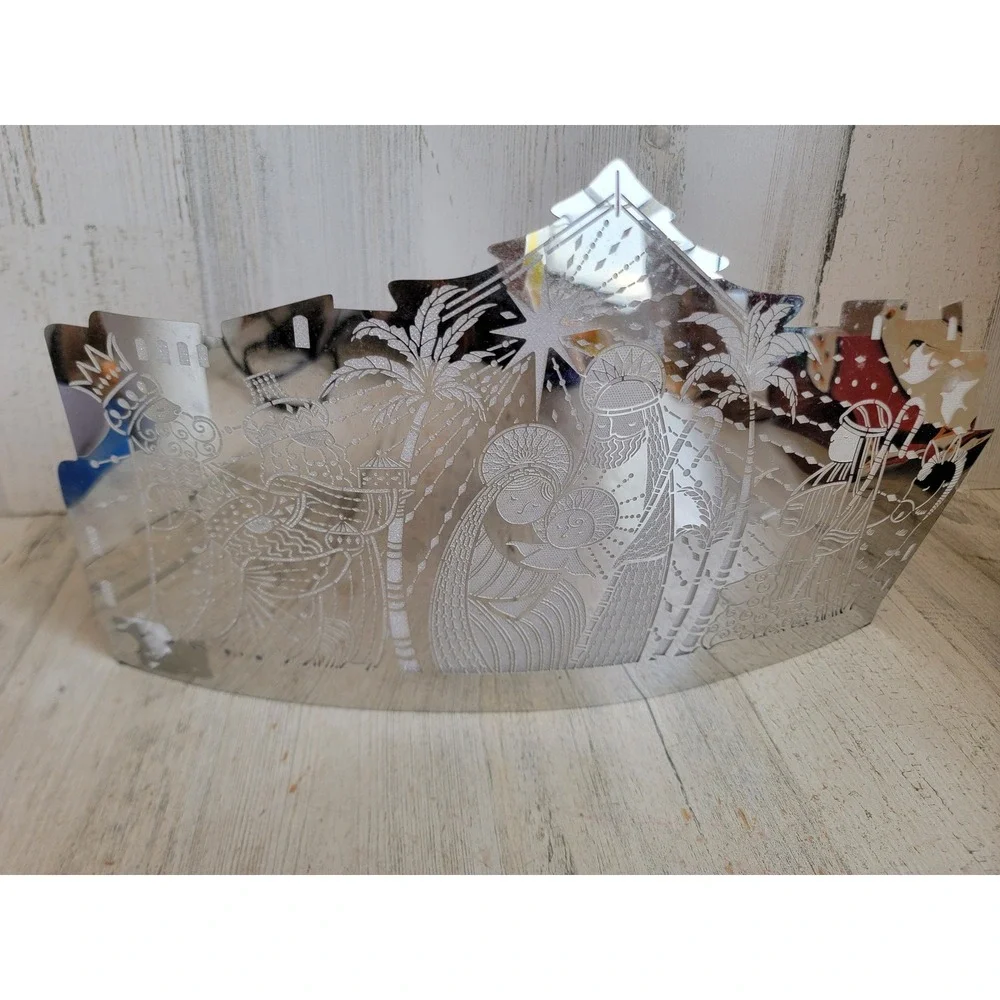 Party Lyte vintage Nativity scene tea light candle holder metal Xmas‎ home